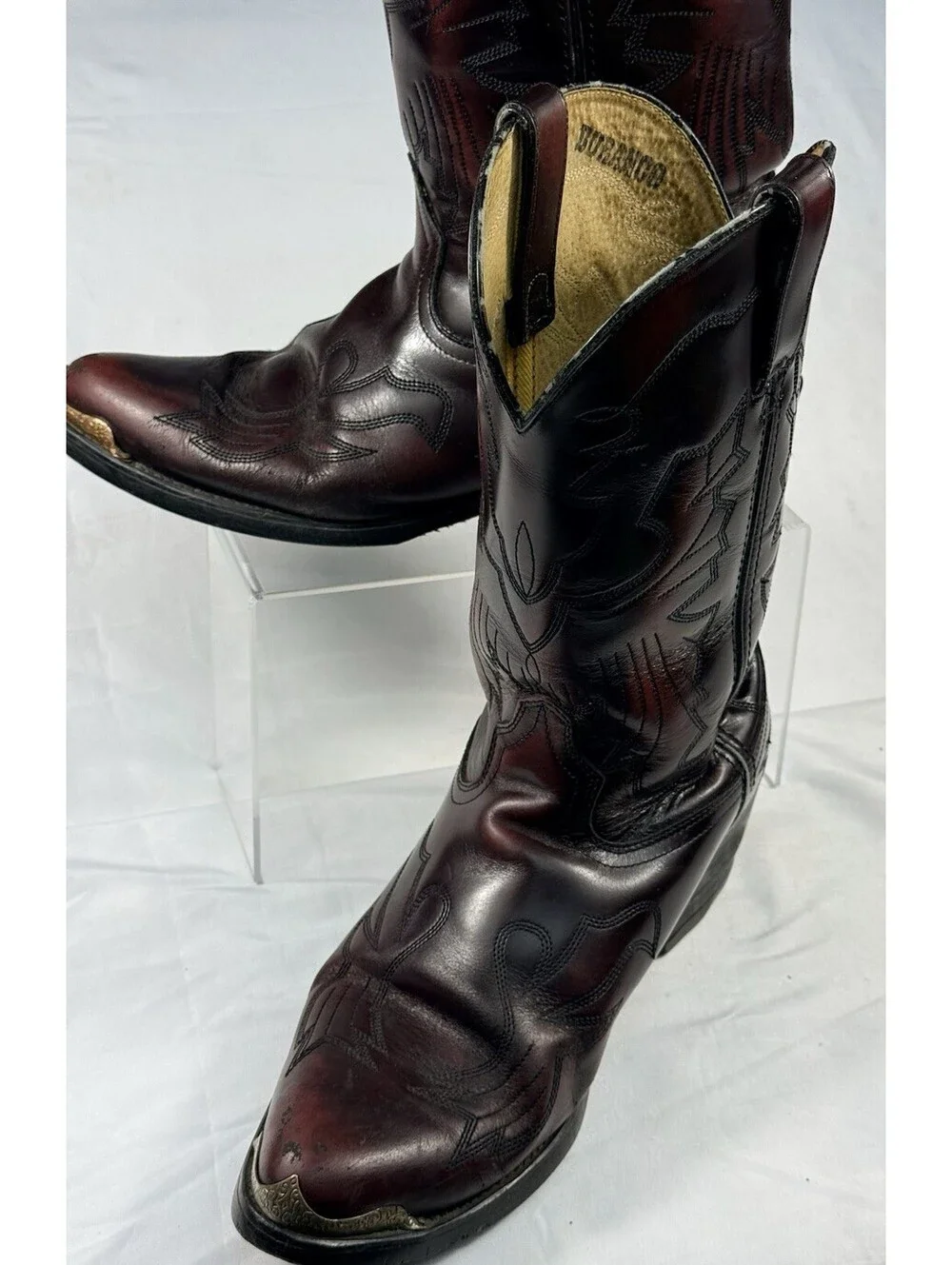 Durango Mens Western Cowboy Boots Black Cherry Leather 9.5 D Metal Toe Tip TR755